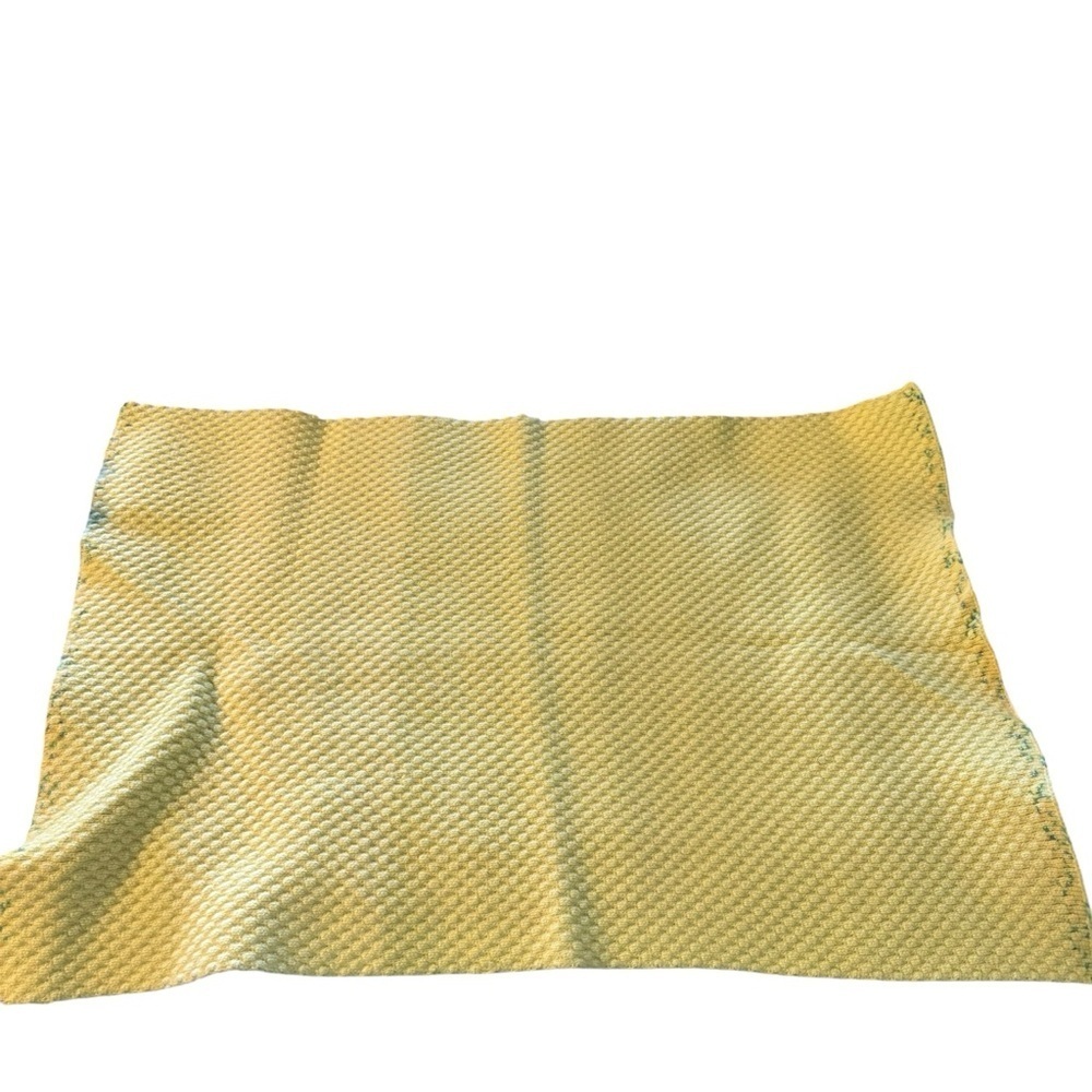 Handmade Vintage Cozy Waffle Knit Throw Blanket - Yellow